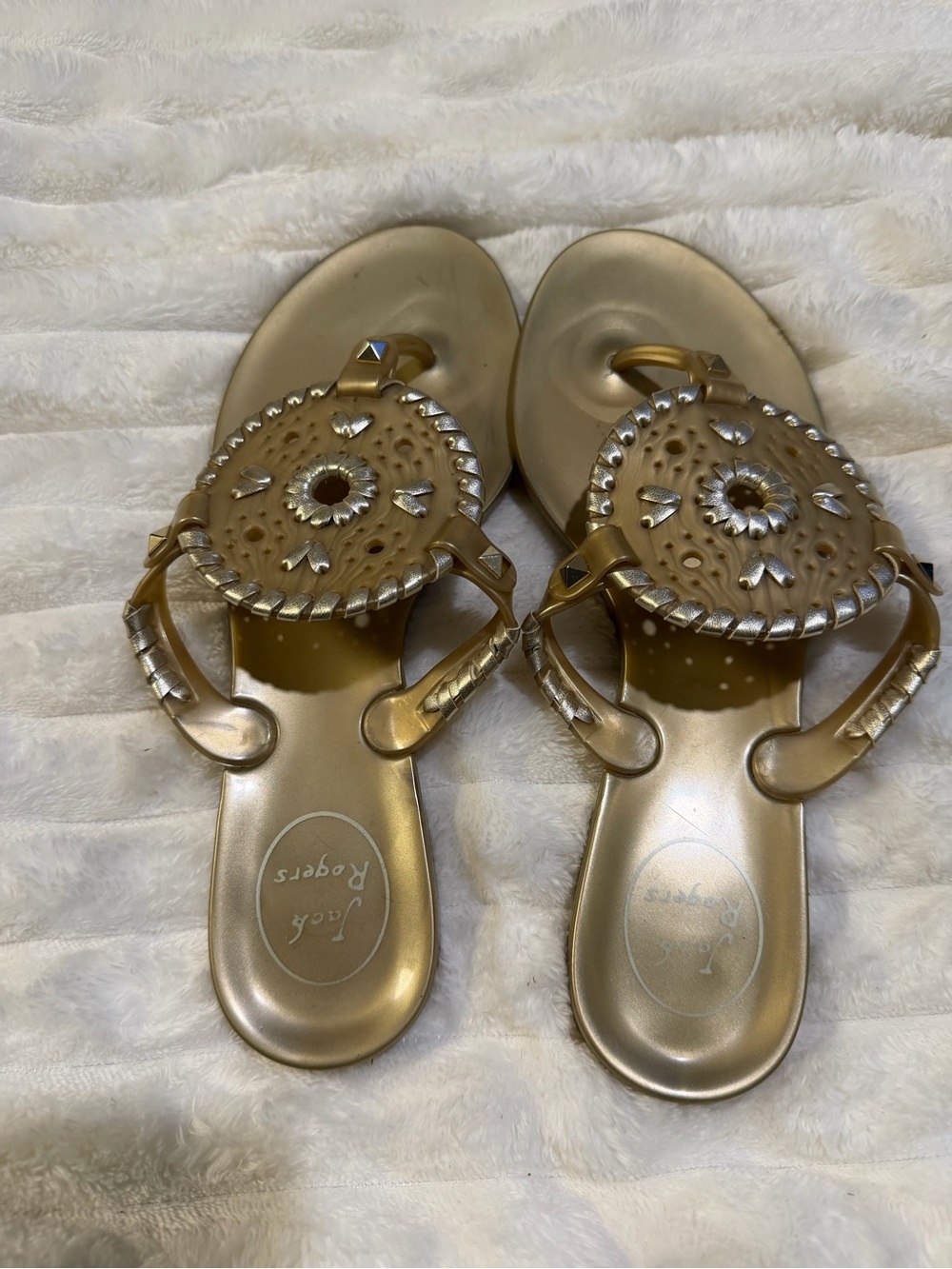 Jack Rogers Gold Thong Sandals
